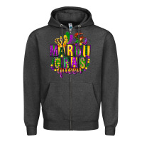 Charcoal Heather mardi gras queen Zipper Hoodie - FaDigitalArtStudio