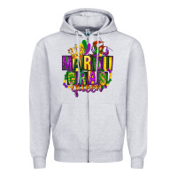 Heather Grey mardi gras queen Zipper Hoodie - FaDigitalArtStudio