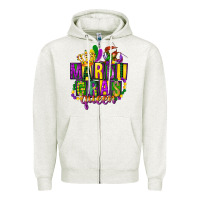 Oatmeal Heather mardi gras queen Zipper Hoodie - FaDigitalArtStudio