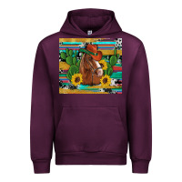 Mauve Wine western horse cowboy hat cactus sunflowers glitter cowhide serape turq Urban Hoodie - Artiststas