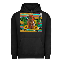 Pigment Black western horse cowboy hat cactus sunflowers glitter cowhide serape turq Urban Hoodie - Artiststas