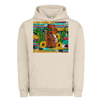 Pigment French Oak western horse cowboy hat cactus sunflowers glitter cowhide serape turq Urban Hoodie - Artiststas