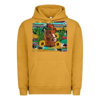 Pigment Peanut Butter western horse cowboy hat cactus sunflowers glitter cowhide serape turq Urban Hoodie - Artiststas