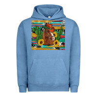 Pigment Pebble Blue western horse cowboy hat cactus sunflowers glitter cowhide serape turq Urban Hoodie - Artiststas