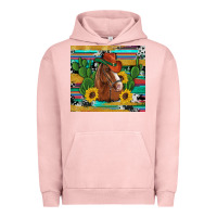 Pigment Salmon western horse cowboy hat cactus sunflowers glitter cowhide serape turq Urban Hoodie - Artiststas