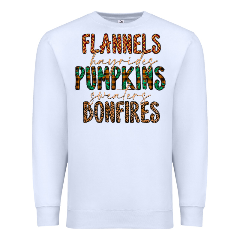 Flannels Hayrides Pumpkins Bonfires Premium Sweatshirt by CowhideDigitalArt | Teevron