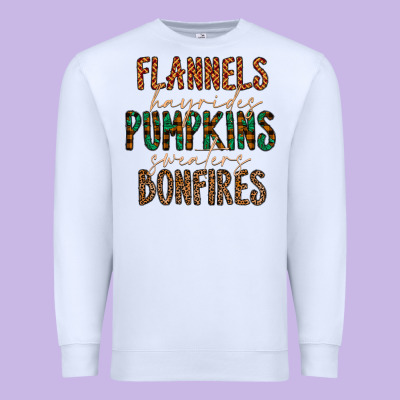 Flannels Hayrides Pumpkins Bonfires Premium Sweatshirt Designed By Cowhidedigitalart