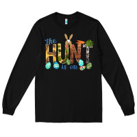 Black The hunt is on with eggs Easter Day Long Sleeve Tee - HowdyJamesFarm