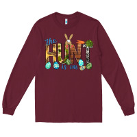 Burgundy The hunt is on with eggs Easter Day Long Sleeve Tee - HowdyJamesFarm