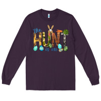 Plum The hunt is on with eggs Easter Day Long Sleeve Tee - HowdyJamesFarm