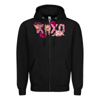 Black Valentine's Day Pig Xoxo Zipper Hoodie - FaDigitalArtStudio