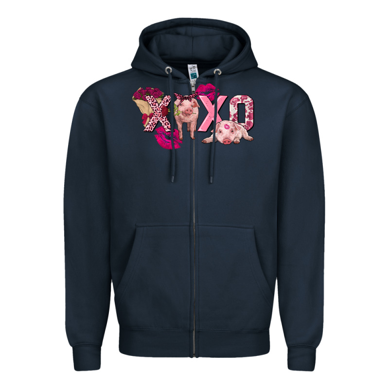 Valentine's Day Pig Xoxo Zipper Hoodie by FaDigitalArtStudio | Teevron