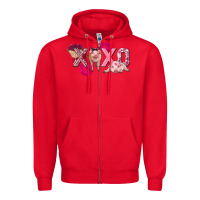 Red Valentine's Day Pig Xoxo Zipper Hoodie - FaDigitalArtStudio