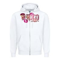 White Valentine's Day Pig Xoxo Zipper Hoodie - FaDigitalArtStudio