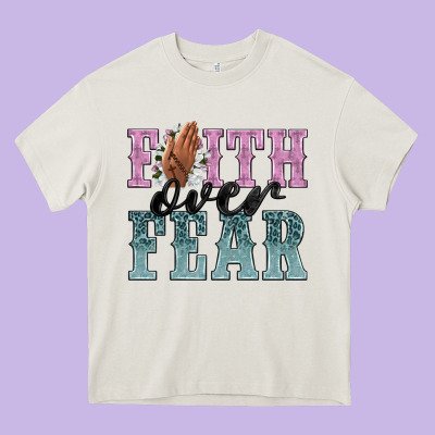 Faith Over Fear Heavy Core Tee Designed By Nancycooperartshop