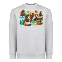Heather Grey horses coffee cups Heavyweight Sweatshirt - OliviaCreatesArt
