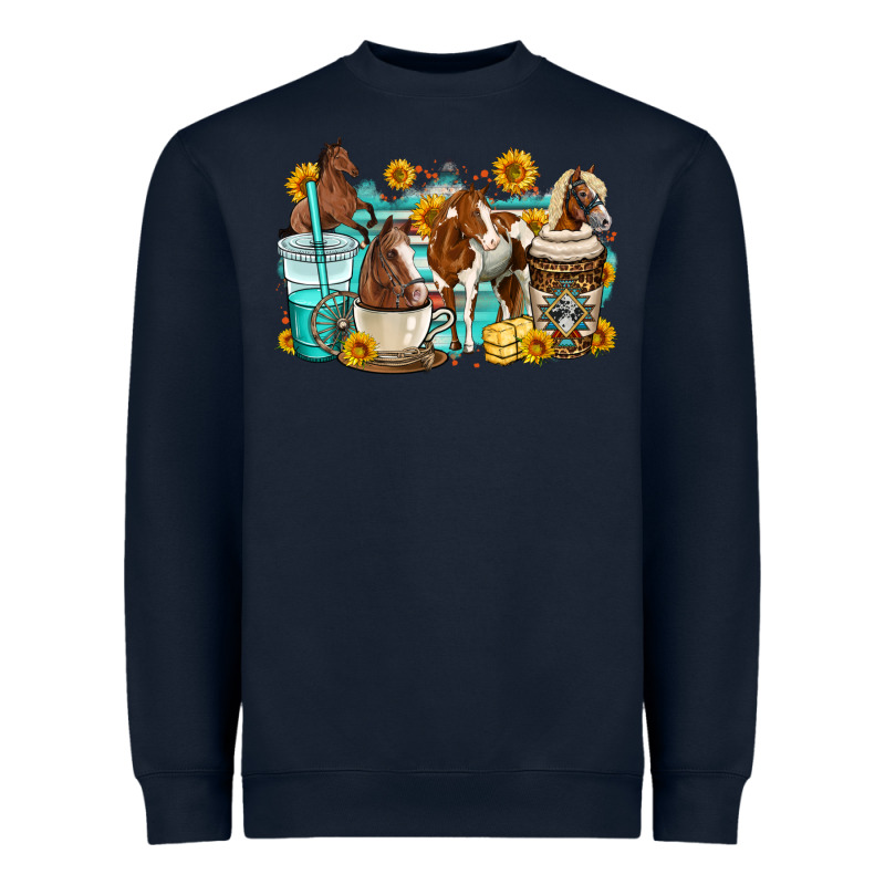 Horses Coffee Cups Heavyweight Sweatshirt by OliviaCreatesArt | Teevron