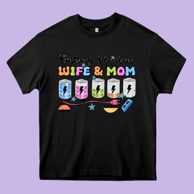 Battery Life Of A Wife & Mom Heavy Core Tee Designed By Jahusdesignshop
