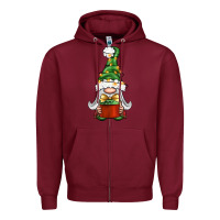 Burgundy Christmas Gnome With Gift Zipper Hoodie - BundleAndBundleShop