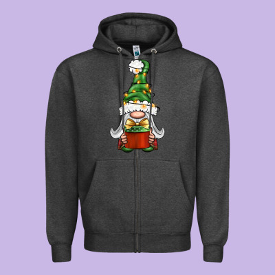 Christmas Gnome With Gift Zipper Hoodie Designed By Bundleandbundleshop