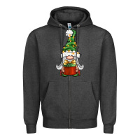 Charcoal Heather Christmas Gnome With Gift Zipper Hoodie - BundleAndBundleShop