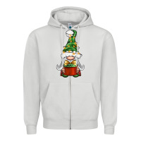 Dove Grey Christmas Gnome With Gift Zipper Hoodie - BundleAndBundleShop