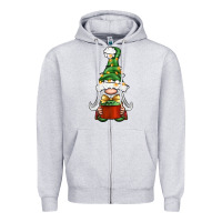 Heather Grey Christmas Gnome With Gift Zipper Hoodie - BundleAndBundleShop