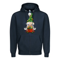 Navy Christmas Gnome With Gift Zipper Hoodie - BundleAndBundleShop