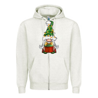 Oatmeal Heather Christmas Gnome With Gift Zipper Hoodie - BundleAndBundleShop