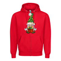 Red Christmas Gnome With Gift Zipper Hoodie - BundleAndBundleShop
