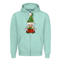 Seafoam Christmas Gnome With Gift Zipper Hoodie - BundleAndBundleShop