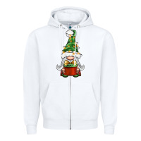 White Christmas Gnome With Gift Zipper Hoodie - BundleAndBundleShop