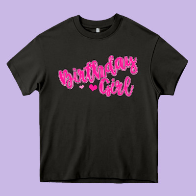 Birthday Girl Heavy Core Tee Designed By Maliassmallbusiness