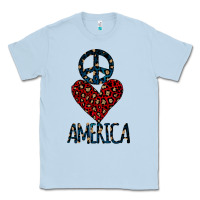 Dusty Blue Peace Love America Classic Tee - Bettercallsaul