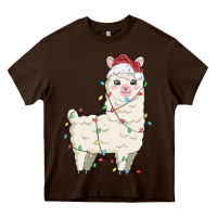 Chocolate Brown christmas llama Heavy Core Tee - MaliasSmallBusiness