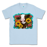Dusty Blue western cow sunflowers serape leopard Classic Tee - RanaPortraitStore