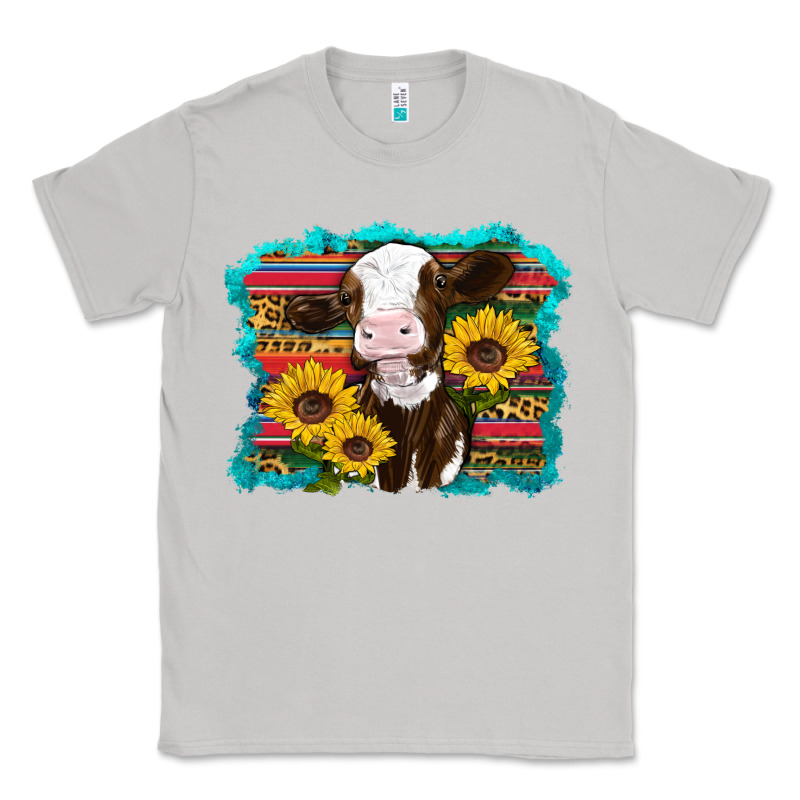 Western Cow Sunflowers Serape Leopard Classic Tee by RanaPortraitStore | Teevron