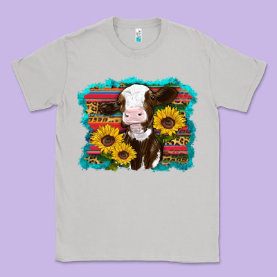 Western Cow Sunflowers Serape Leopard Classic Tee Designed By Ranaportraitstore