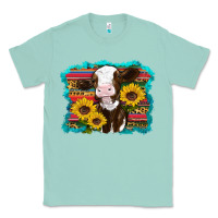 Seafoam western cow sunflowers serape leopard Classic Tee - RanaPortraitStore