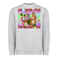 Heather Grey Easter eggs bunnys basket Heavyweight Sweatshirt - OliviaCreatesArt