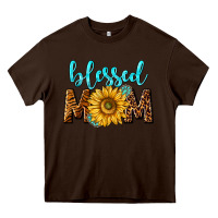 Chocolate Brown blessed mom with sunflower Heavy Core Tee - NancyCooperArtShop