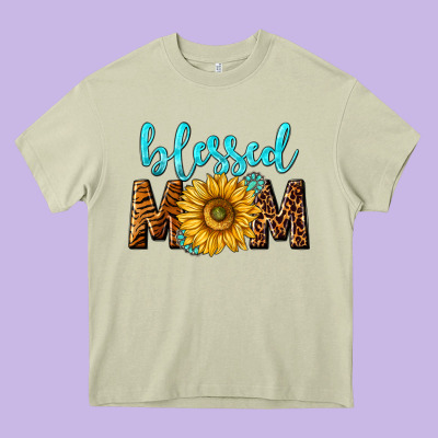 Blessed Mom With Sunflower Heavy Core Tee Designed By Nancycooperartshop