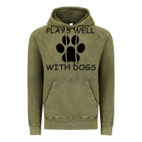 Vintage Olive Plays Well With Dogs Vintage Hoodie - Bettercallsaul