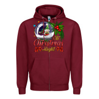Burgundy oh christmas night snow globe Zipper Hoodie - BundleAndBundleShop