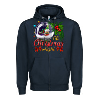 Navy oh christmas night snow globe Zipper Hoodie - BundleAndBundleShop