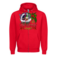 Red oh christmas night snow globe Zipper Hoodie - BundleAndBundleShop