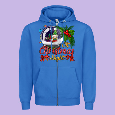 Oh Christmas Night Snow Globe Zipper Hoodie Designed By Bundleandbundleshop