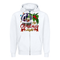 White oh christmas night snow globe Zipper Hoodie - BundleAndBundleShop