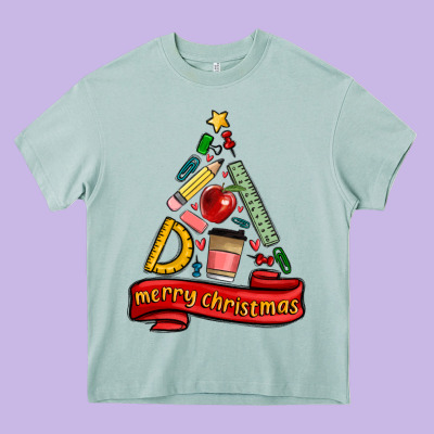 Teacher Tools Christmas Tree Heavy Core Tee Designed By Maliassmallbusiness