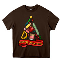 Chocolate Brown teacher tools christmas tree Heavy Core Tee - MaliasSmallBusiness